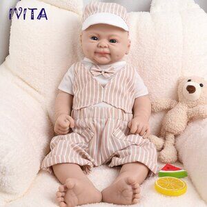 18in Full Body Silicone Blue Eyes Boy Doll Reborn Baby Vivid Newborn Doll